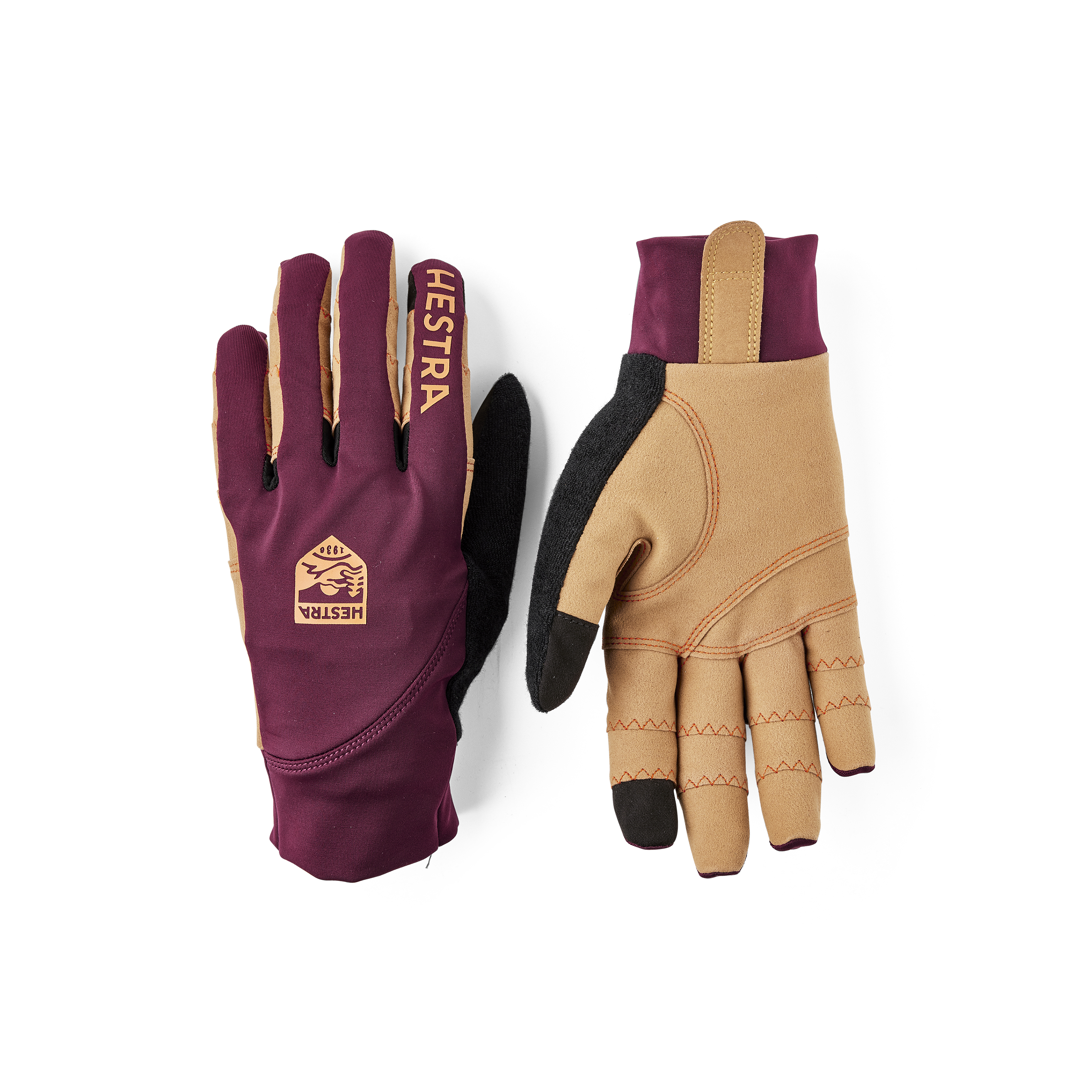 Light brown cycling glove with lycra back and light brown synthetic suede palm