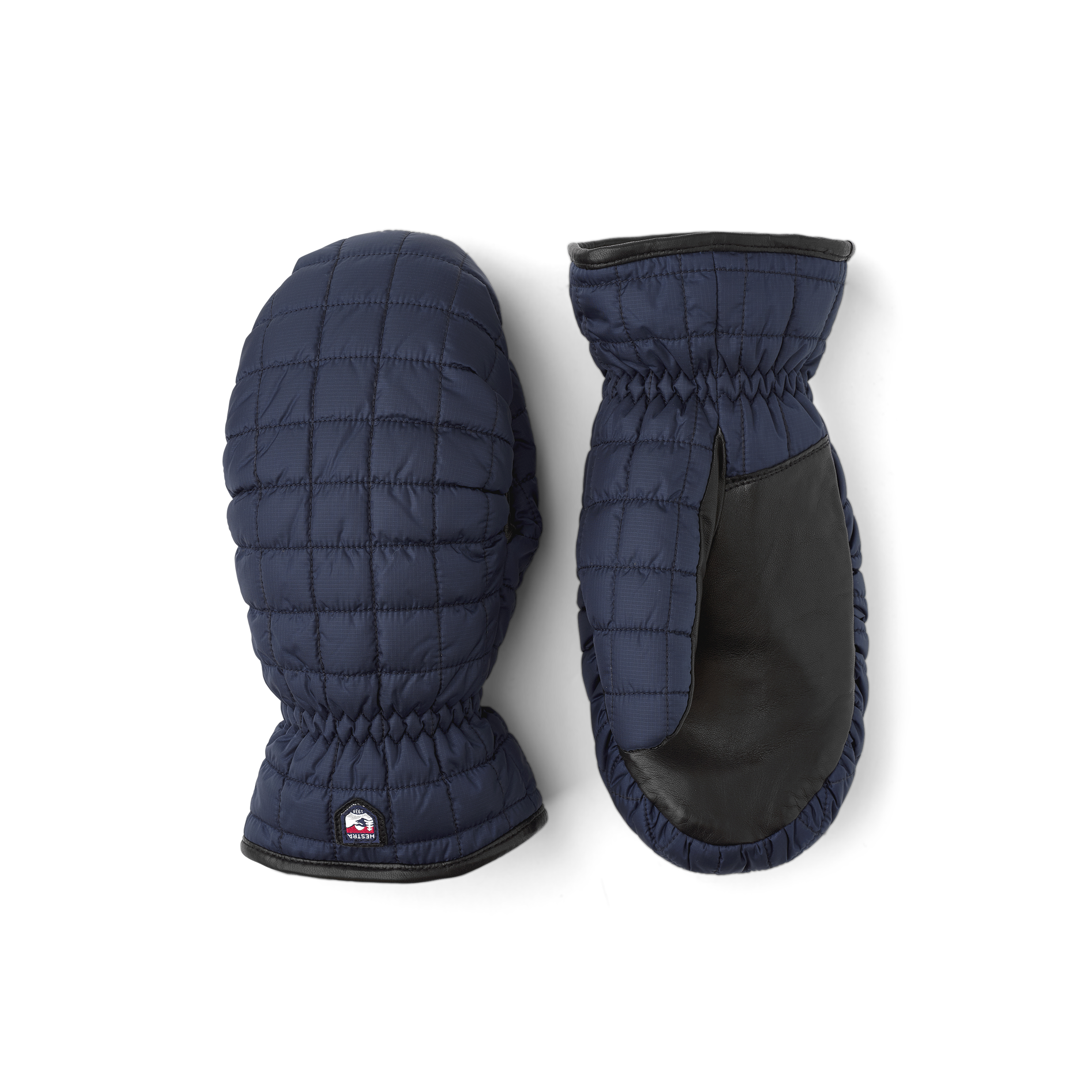 Dark blue mitten with black hairsheep palm