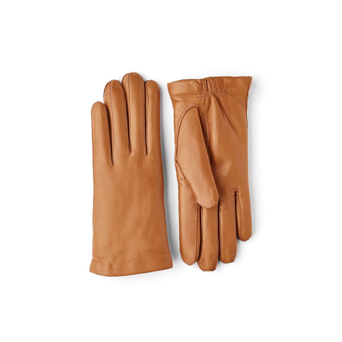 Light brownish-yellow machine-sewn hairsheep leather glove