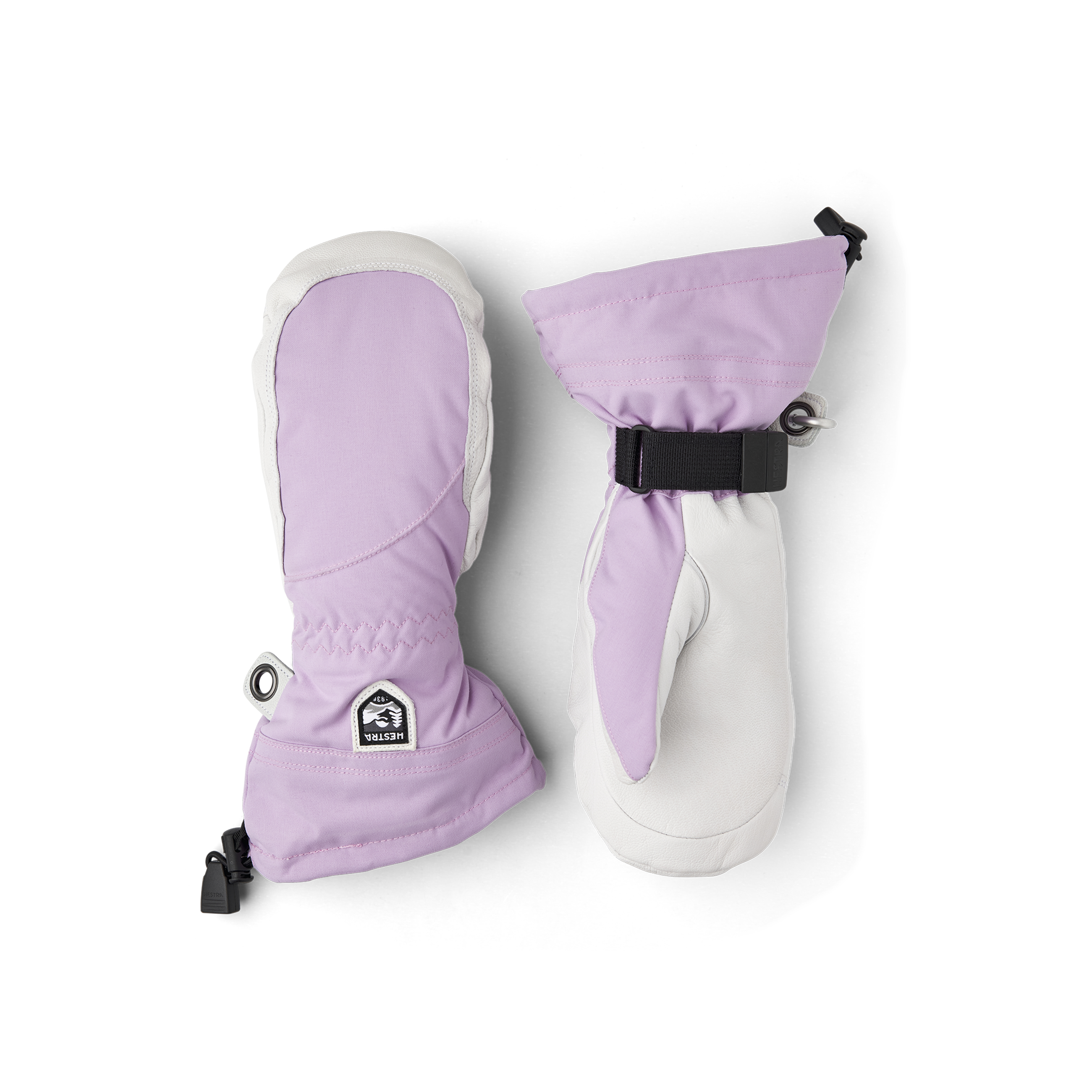 Light purple mitten with white goat leather palm